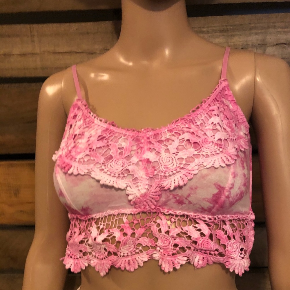 Pink and White Tie Dye Bralette